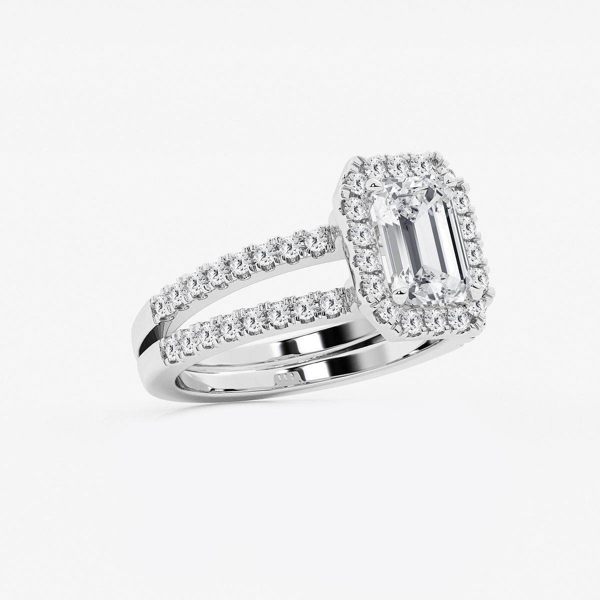 Additional Image 1 for  2 2/3 ctw Emerald Lab Grown Diamond Double Shank Halo Engagement Ring