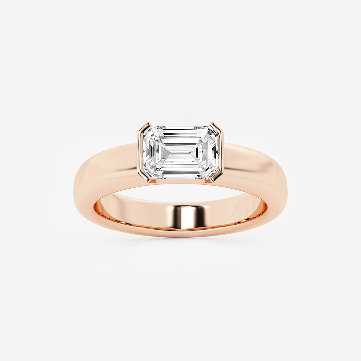 näas 1 ctw Emerald Lab Grown Diamond Half Bezel Stackable Ring