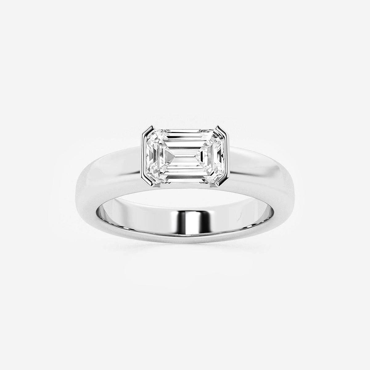 näas 1 ctw Emerald Lab Grown Diamond Half Bezel Stackable Ring 