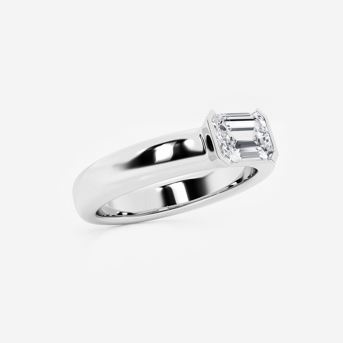 Additional Image 1 for  näas 1 ctw Emerald Lab Grown Diamond Half Bezel Stackable Ring