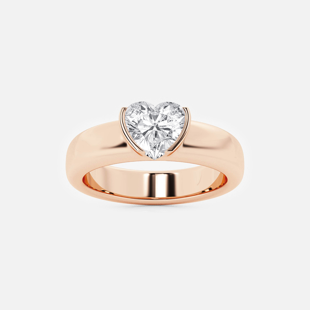 näas 1 ctw Heart Lab Grown Diamond Half Bezel Stackable Ring