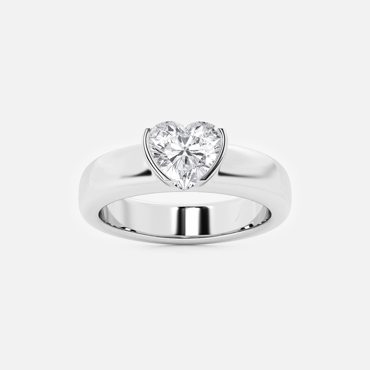 näas 1 ctw Heart Lab Grown Diamond Half Bezel Stackable Ring