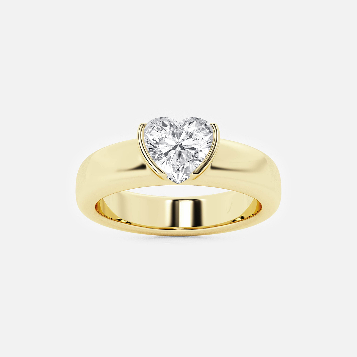 näas 1 ctw Heart Lab Grown Diamond Half Bezel Stackable Ring