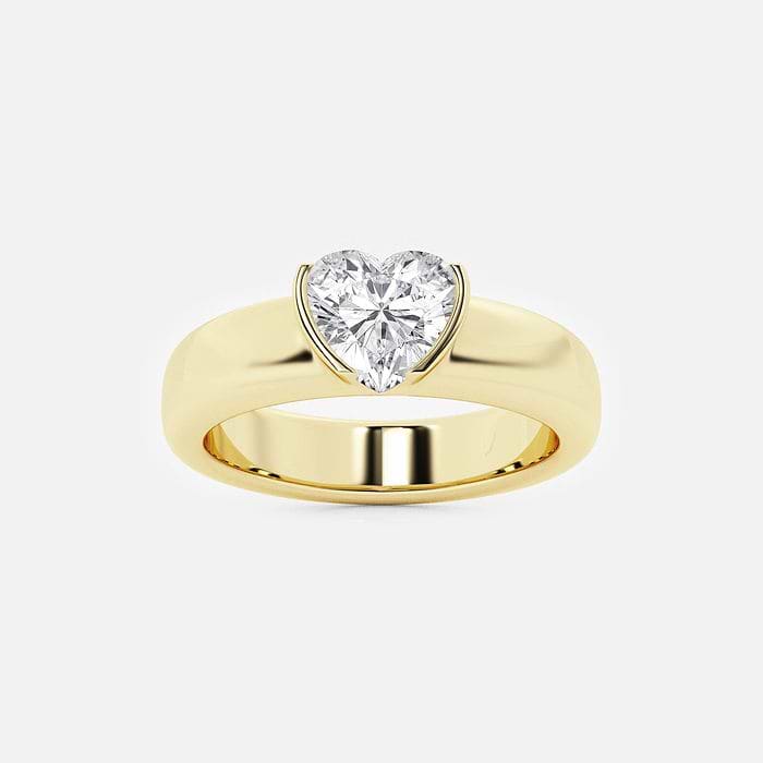 näas Half Bezel Heart Stackable Rings