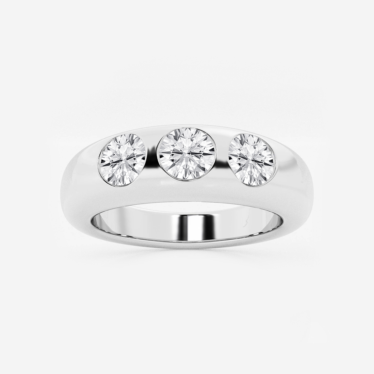 näas 1 ctw Round Lab Grown Diamond Domed Bezel Stackable Ring 