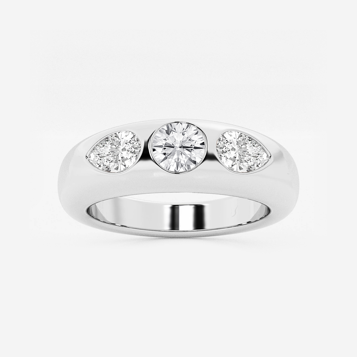 Aura näas 1 ctw Round and Pear Lab Grown Diamond Domed Stackable 