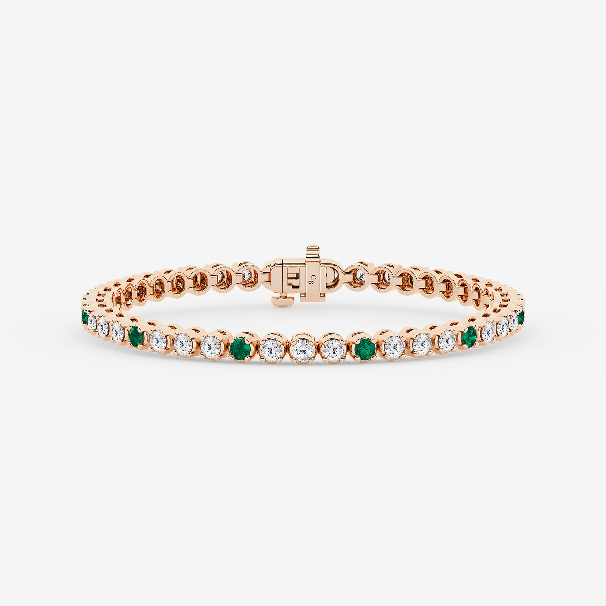 4 1/2 Round Cut Created Emerald and Round Lab Grown Diamond Tennis Bracelet - 7 Inches