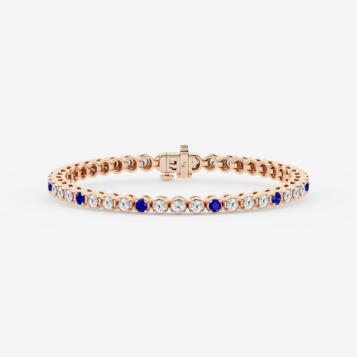 4 1/2 Round Cut Created Sapphire and Round Lab Grown Diamond Tennis Bracelet - 7 Inches