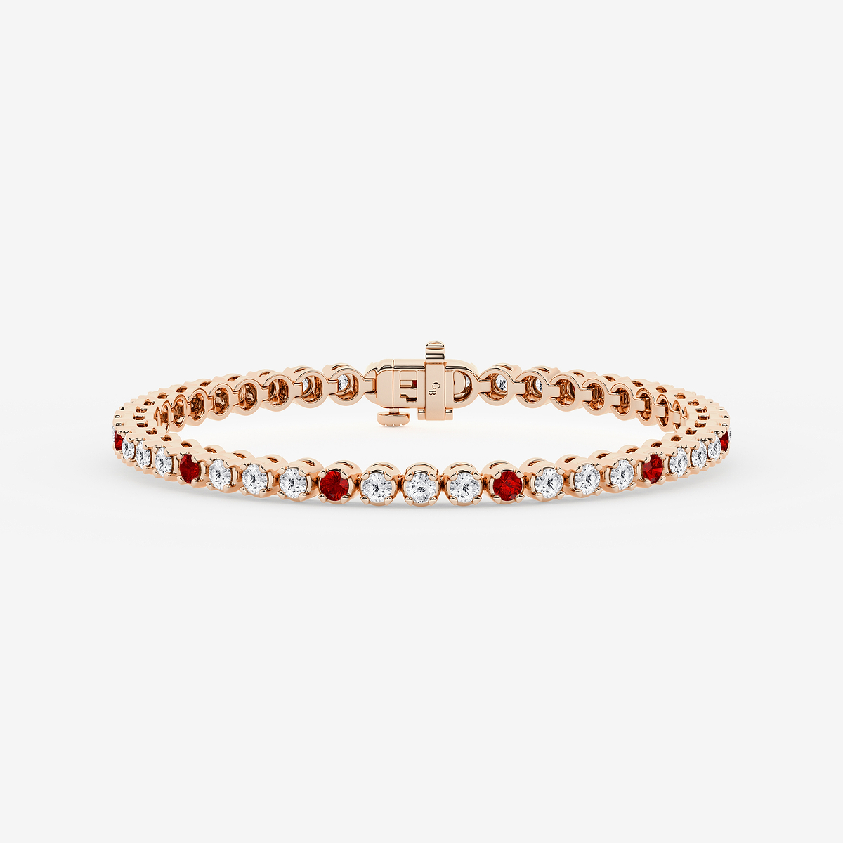 4 1/2 Round Cut Created Ruby and Round Lab Grown Diamond Tennis Bracelet - 7 Inches