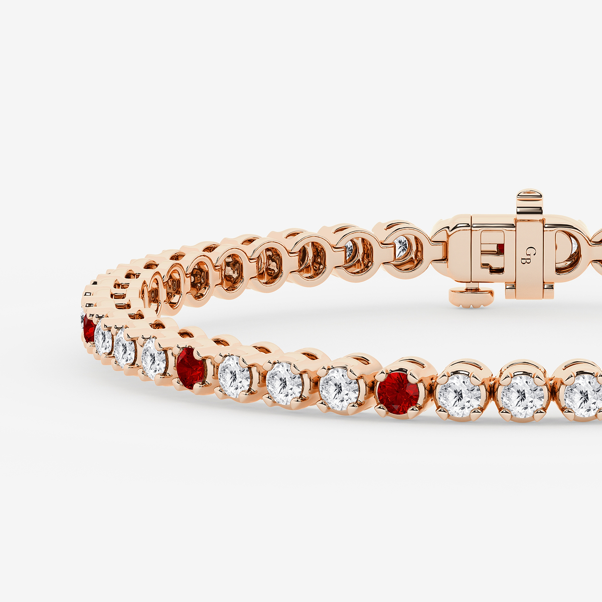 Additional Image 1 for  4 1/2 Round Cut Created Ruby and Round Lab Grown Diamond Tennis Bracelet - 7 Inches
