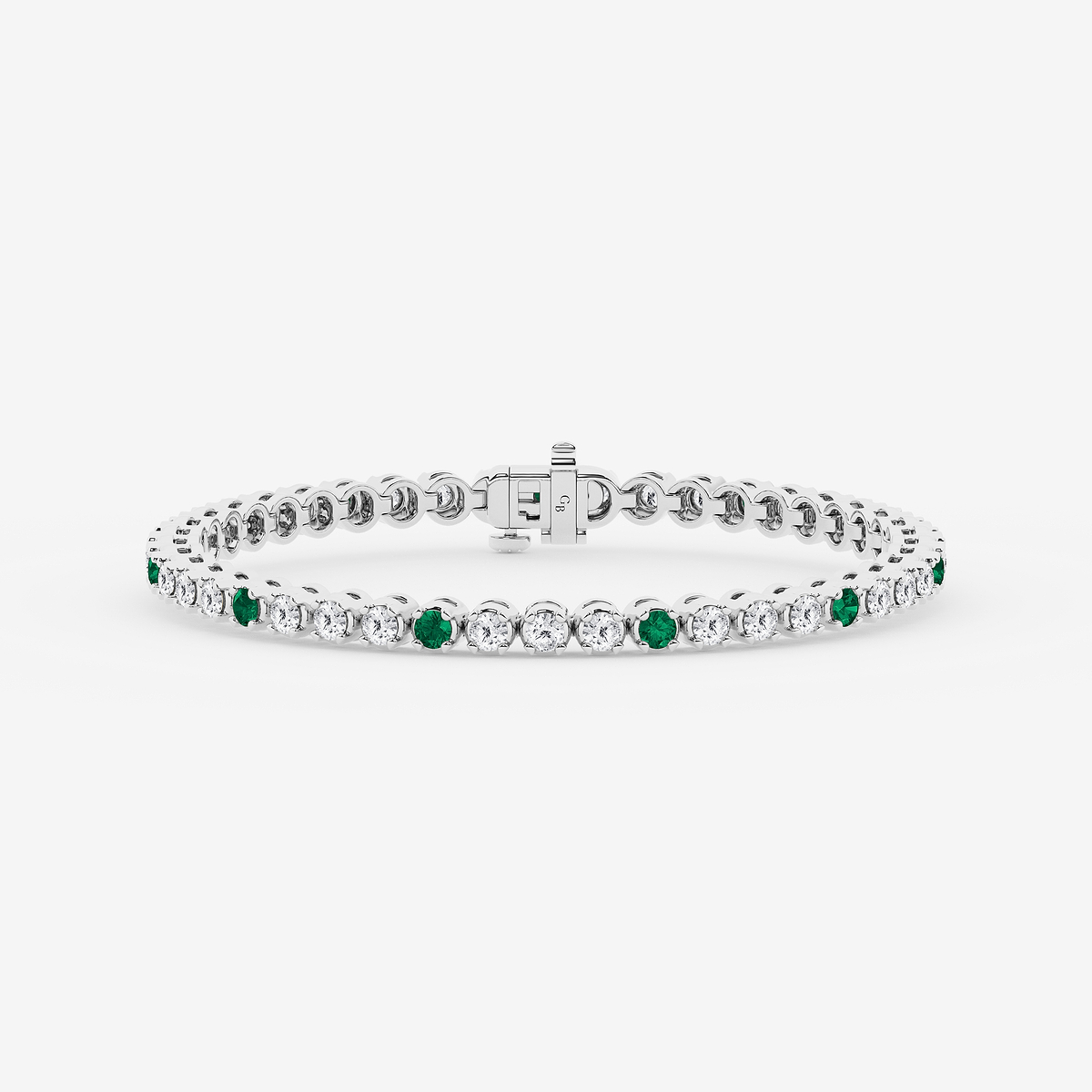 4 1/2 Round Cut Created Emerald and Round Lab Grown Diamond Tennis Bracelet - 7 Inches