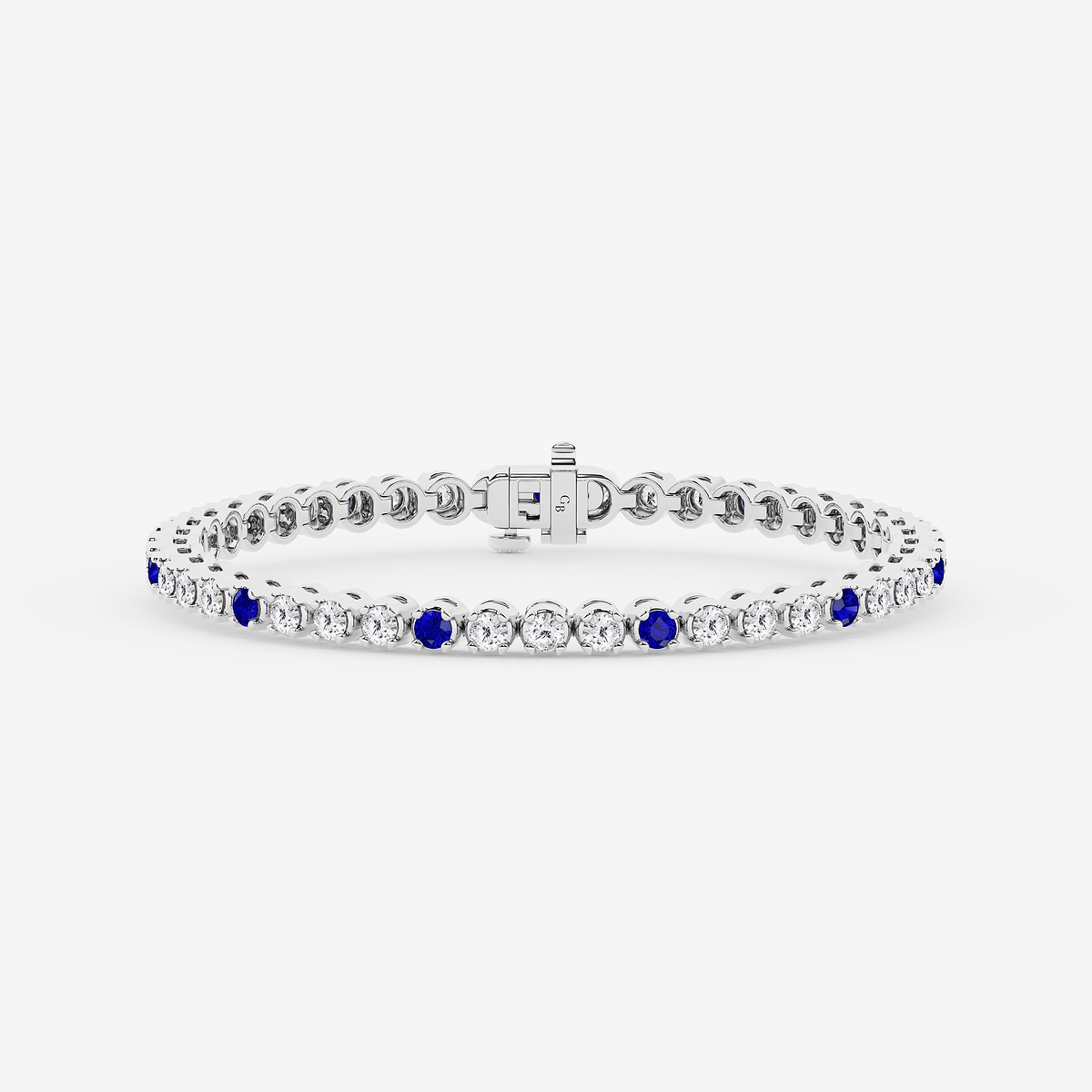 4 1/2 Round Cut Created Sapphire and Round Lab Grown Diamond Tennis Bracelet - 7 Inches