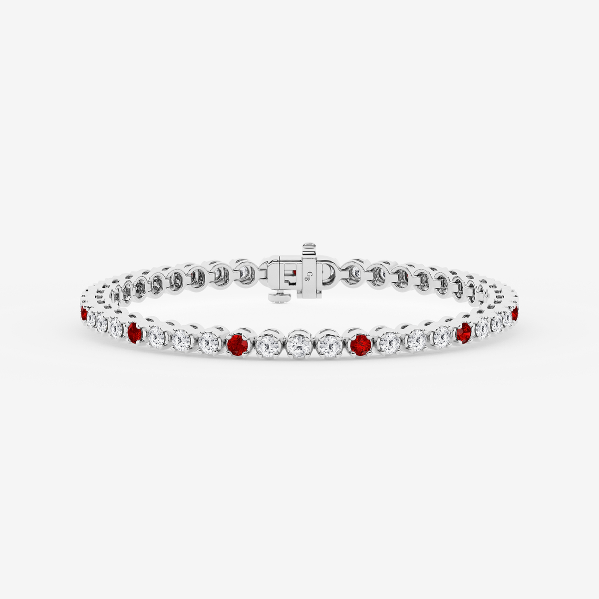4 1/2 Round Cut Created Ruby and Round Lab Grown Diamond Tennis Bracelet - 7 Inches