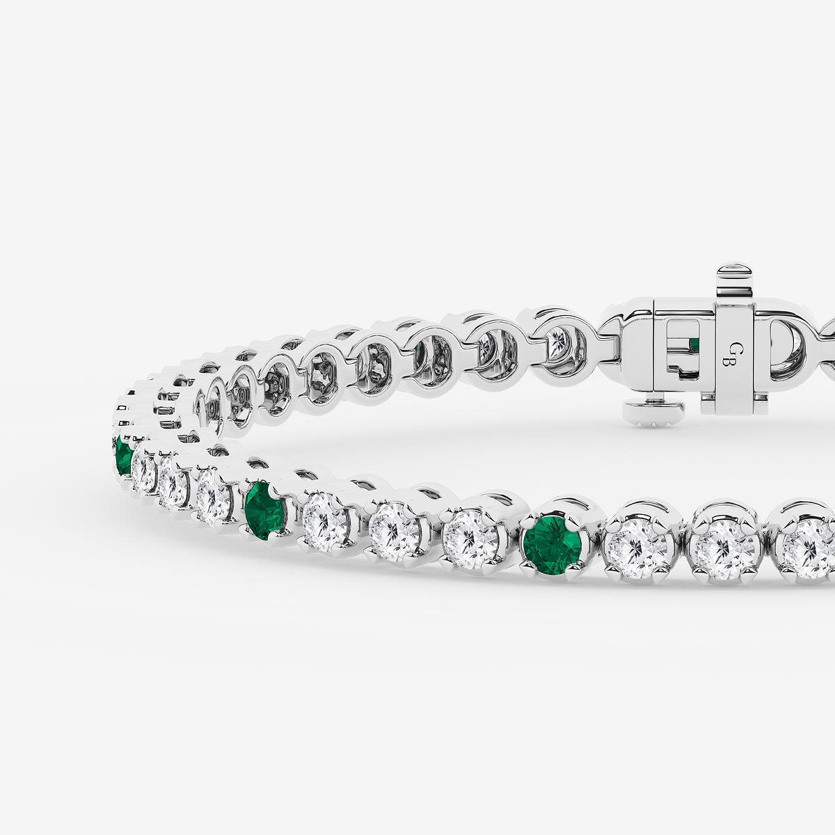 Additional Image 1 for  4 1/2 Round Cut Created Emerald and Round Lab Grown Diamond Tennis Bracelet - 7 Inches