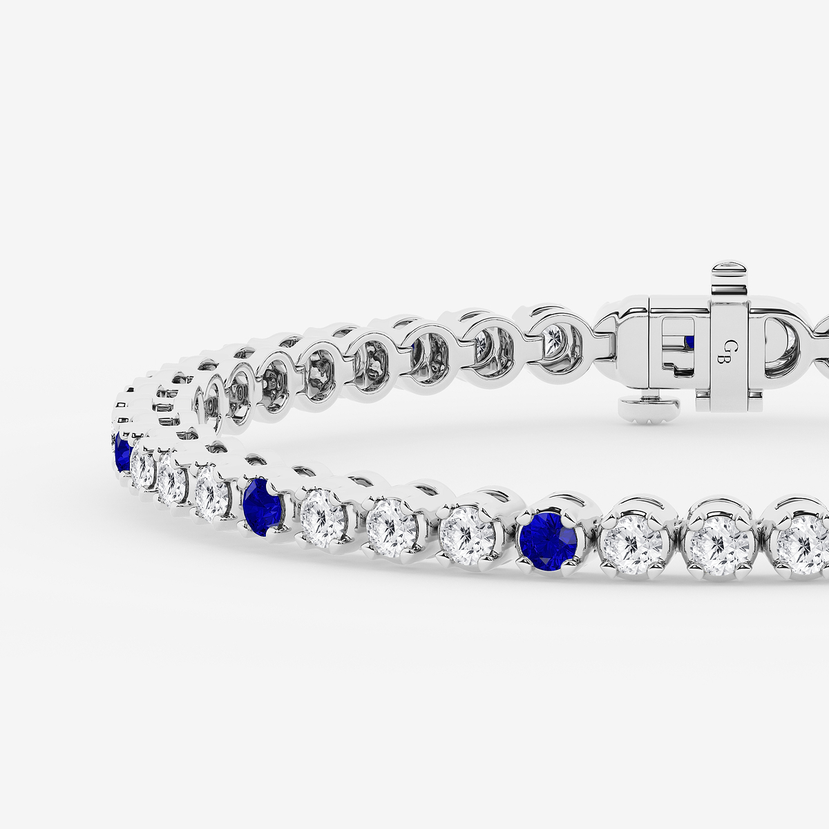 Additional Image 1 for  4 1/2 Round Cut Created Sapphire and Round Lab Grown Diamond Tennis Bracelet - 7 Inches