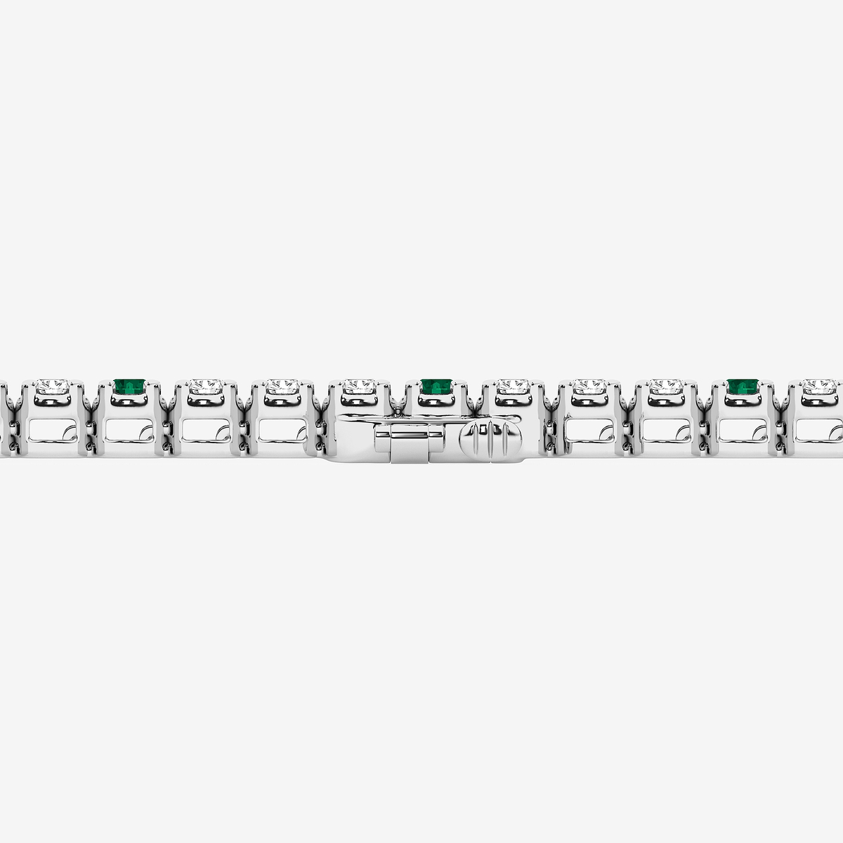 Additional Image 2 for  4 1/2 Round Cut Created Emerald and Round Lab Grown Diamond Tennis Bracelet - 7 Inches