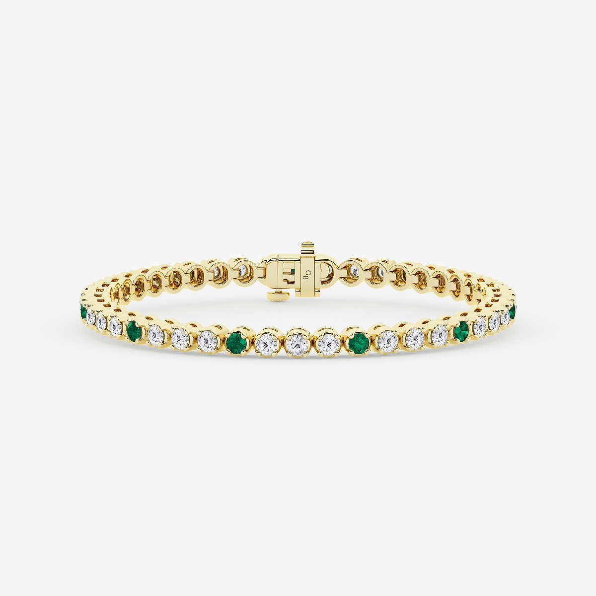 4 1/2 Round Cut Created Emerald and Round Lab Grown Diamond Tennis Bracelet - 7 Inches