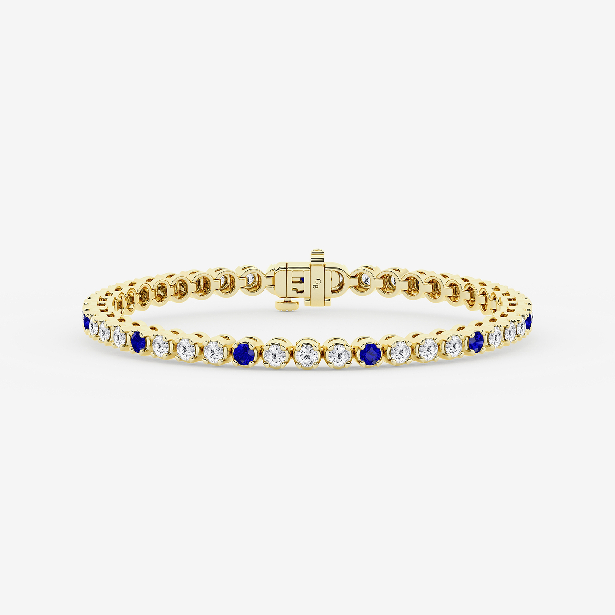 4 1/2 Round Cut Created Sapphire and Round Lab Grown Diamond Tennis Bracelet - 7 Inches
