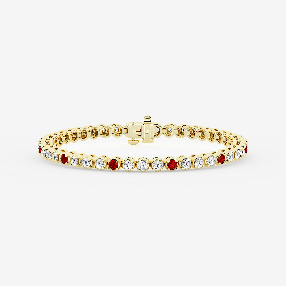 4 1/2 Round Cut Created Ruby and Round Lab Grown Diamond Tennis Bracelet - 7 Inches