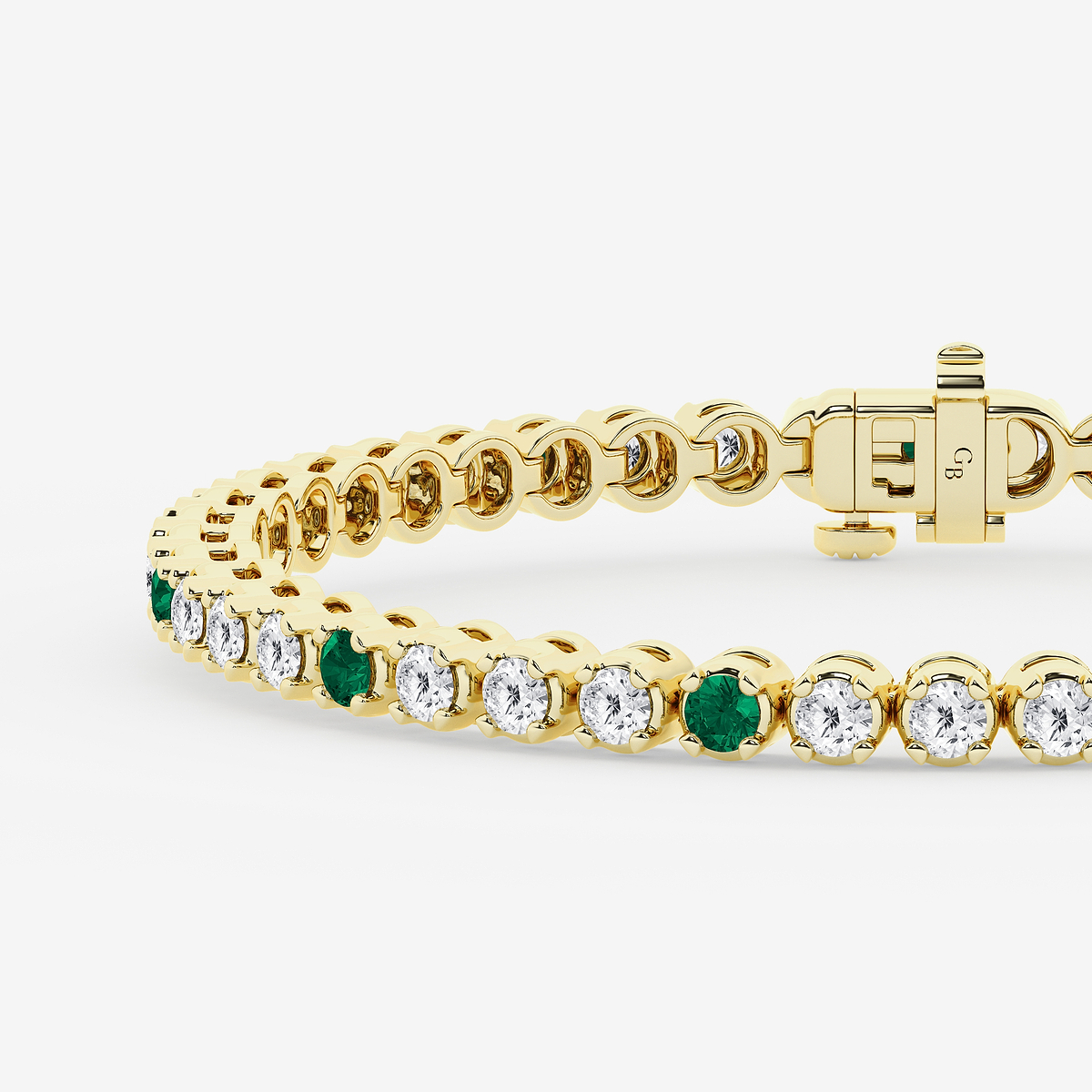 Additional Image 1 for  4 1/2 Round Cut Created Emerald and Round Lab Grown Diamond Tennis Bracelet - 7 Inches