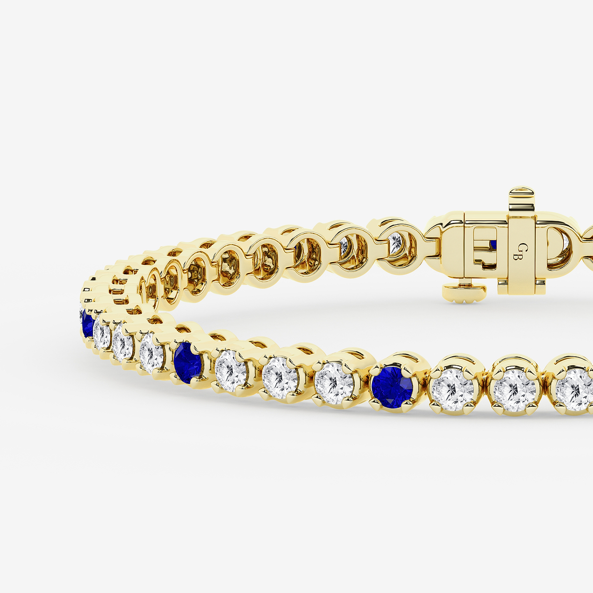 Additional Image 1 for  4 1/2 Round Cut Created Sapphire and Round Lab Grown Diamond Tennis Bracelet - 7 Inches