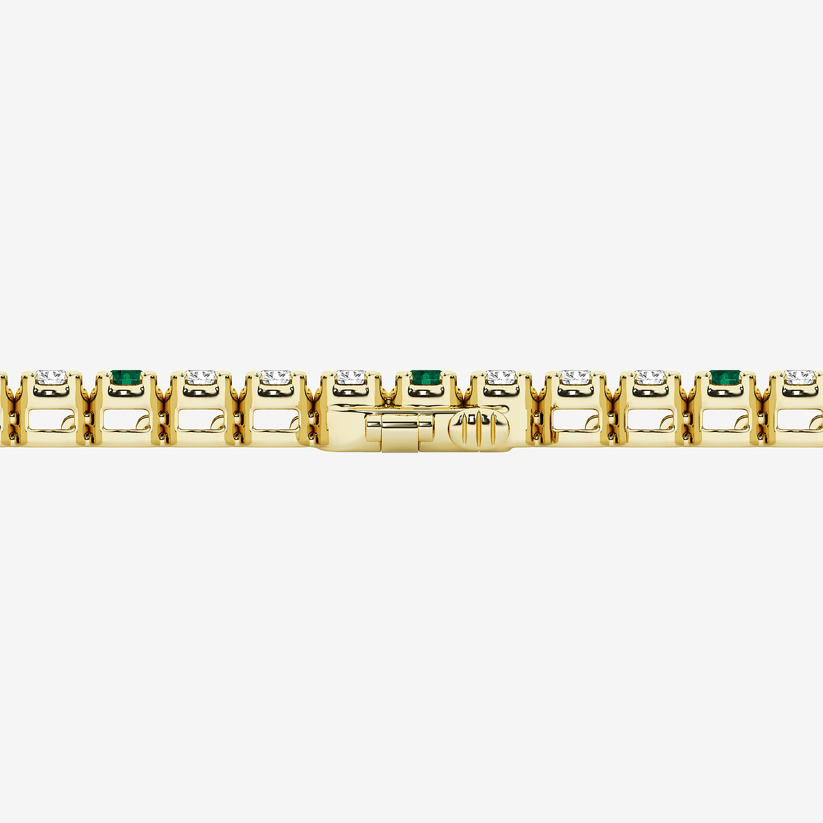 Additional Image 2 for  4 1/2 Round Cut Created Emerald and Round Lab Grown Diamond Tennis Bracelet - 7 Inches