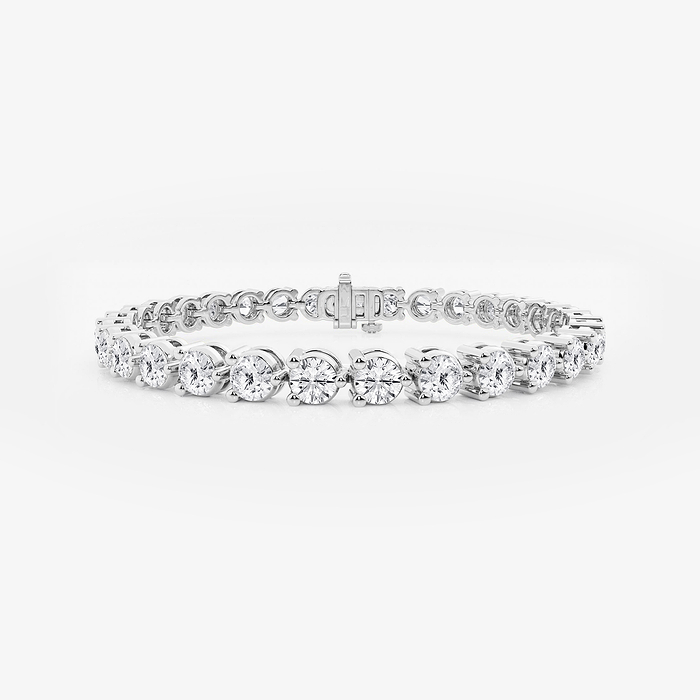 3 Prong Round Tennis - 12 ctw Round Lab Grown Diamond Three Prong Tennis Bracelet - 8 Inches