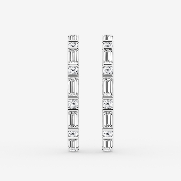 Design ID 8818 -  Truly Custom 2 ctw Round & Baguette Lab Grown Diamond Fashion Earring