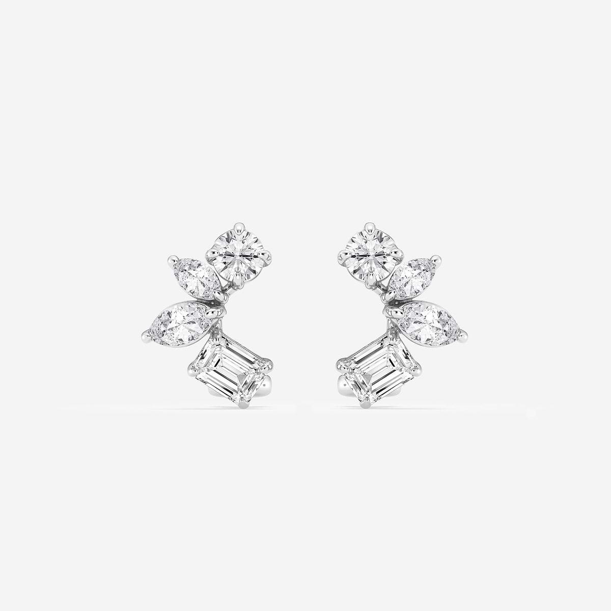 2 ctw Multi-Shape Lab Grown Diamond Fashion Earrings 14K White Gold, F, VS2