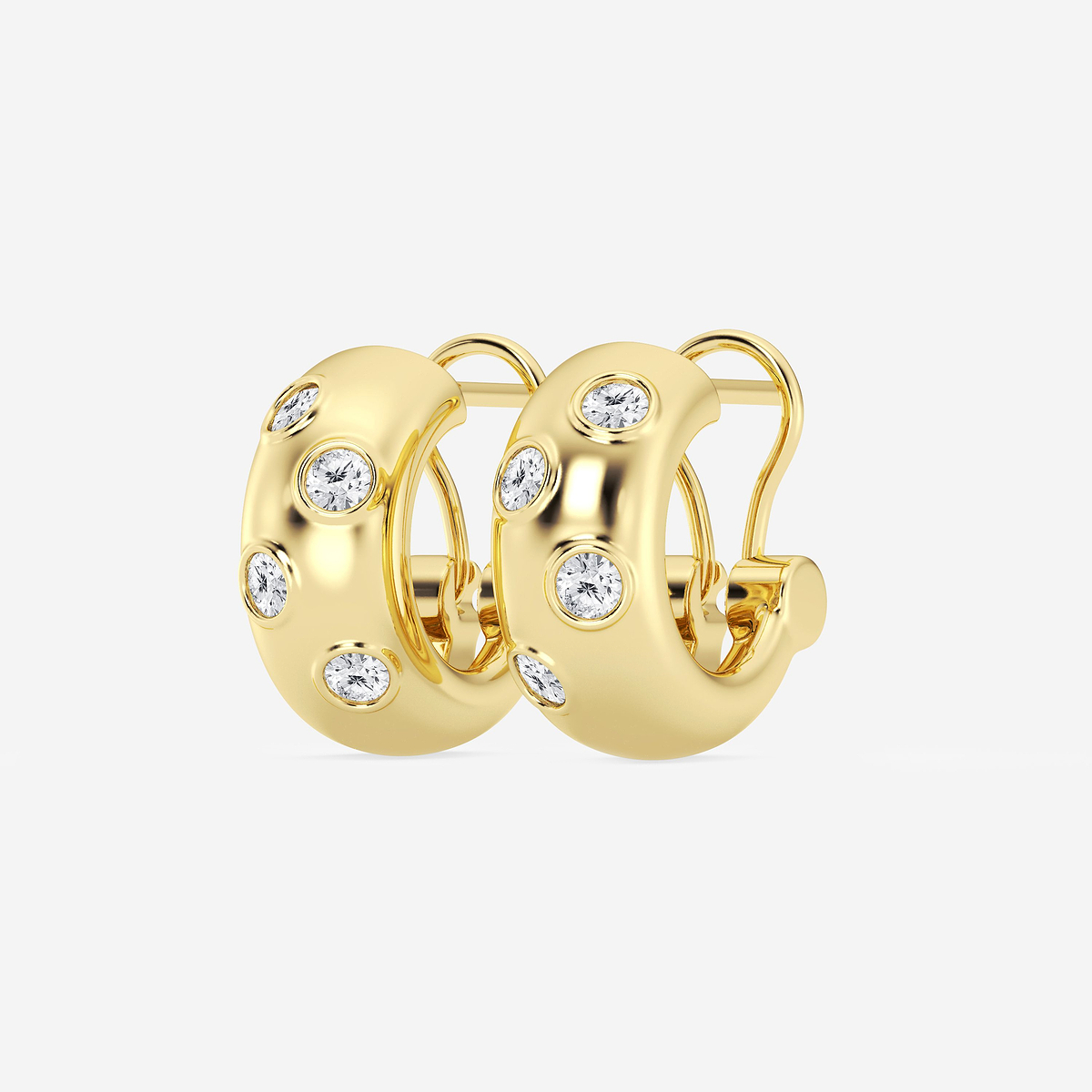 Additional Image 1 for  2 ctw Round Lab Grown Diamond Huggie Hoop Earrings