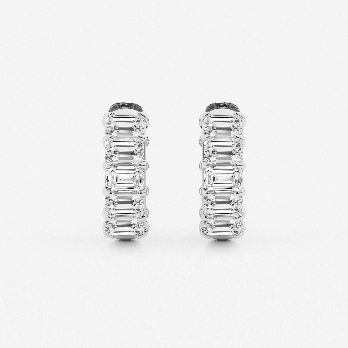 1 1/2 ctw Emerald Lab Grown Diamond Huggie Hoop Earrings
