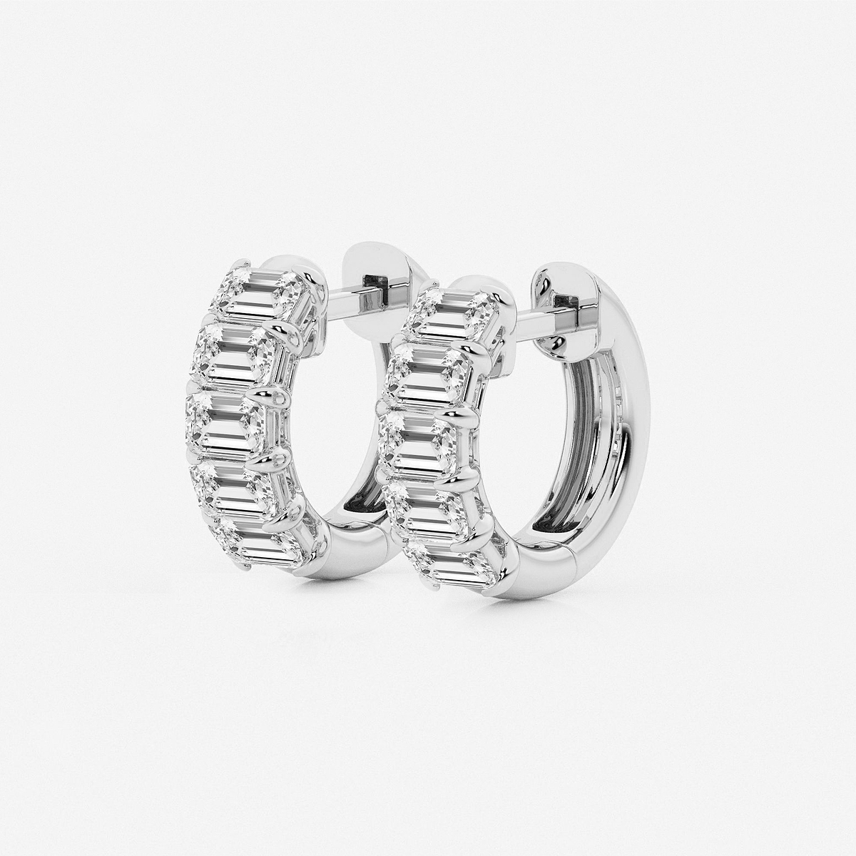 Additional Image 1 for  1 1/2 ctw Emerald Lab Grown Diamond Huggie Hoop Earrings