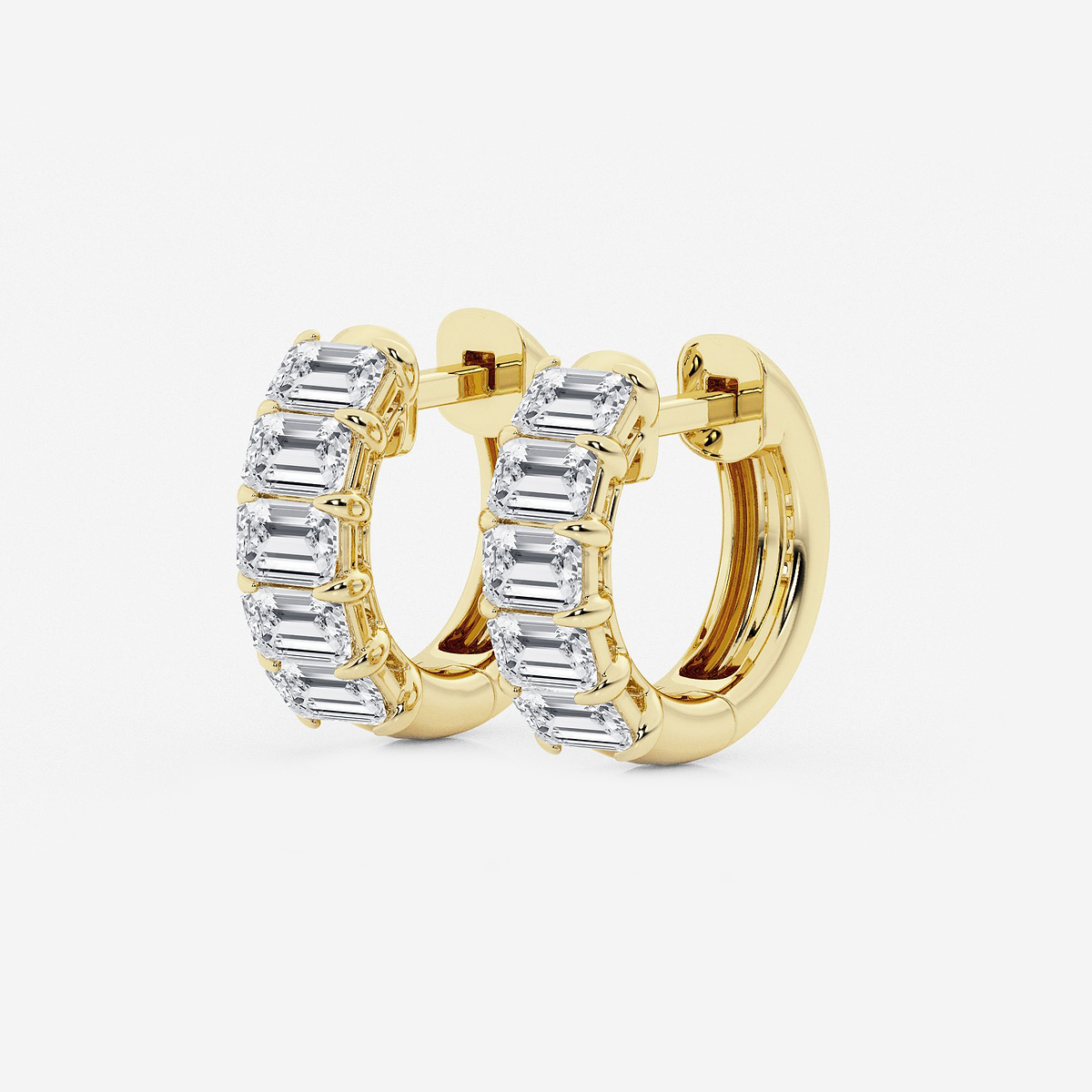 Additional Image 1 for  1 1/2 ctw Emerald Lab Grown Diamond Huggie Hoop Earrings