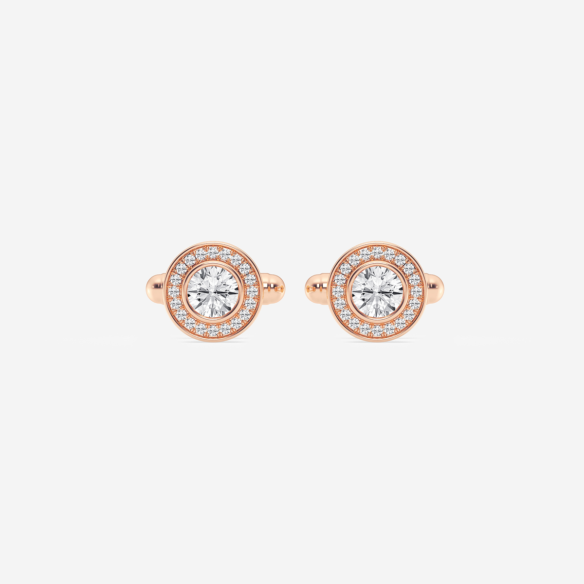 2 2/5 ctw Round Lab Grown Diamond Halo Cufflinks