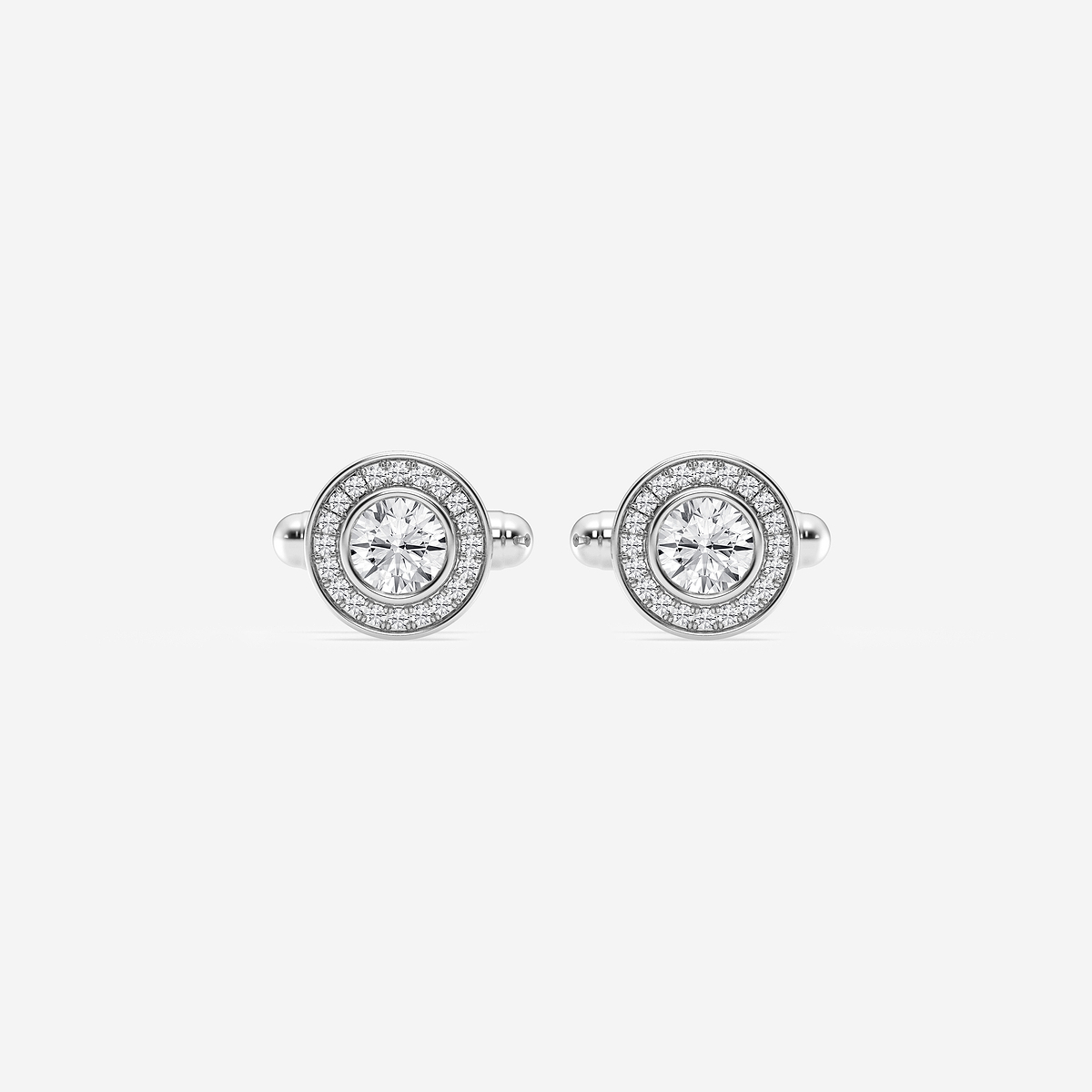 2 2/5 ctw Round Lab Grown Diamond Halo Cufflinks