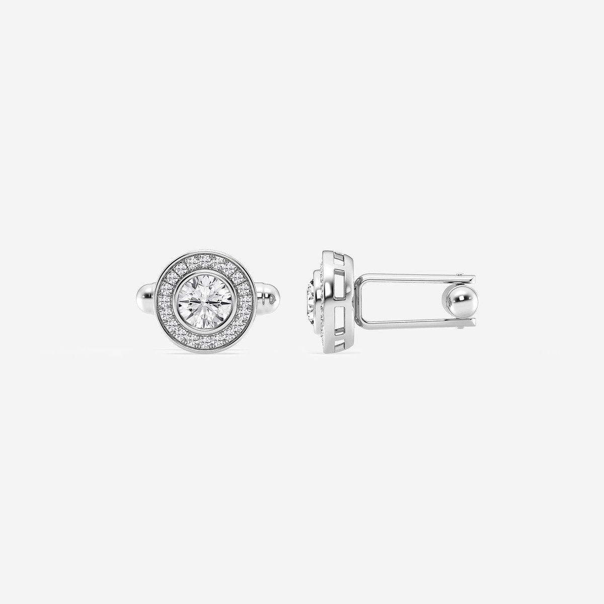 Additional Image 1 for  2 2/5 ctw Round Lab Grown Diamond Halo Cufflinks