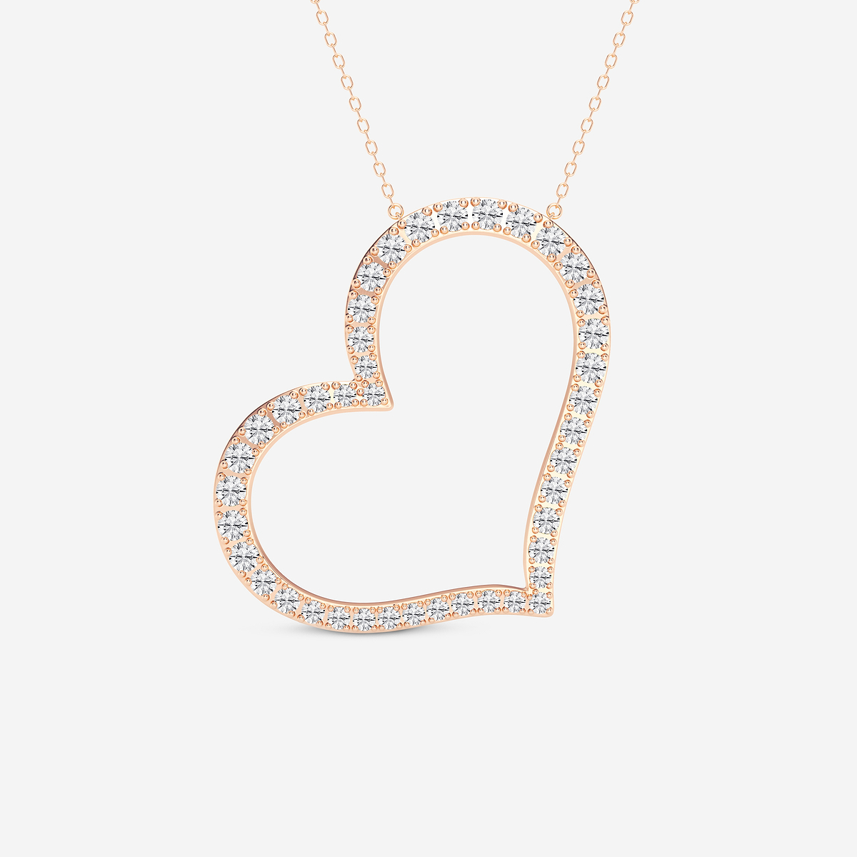 2 1/8 ctw Round Lab Grown Diamond 1 1/2 Inch Sideways Heart Pendant