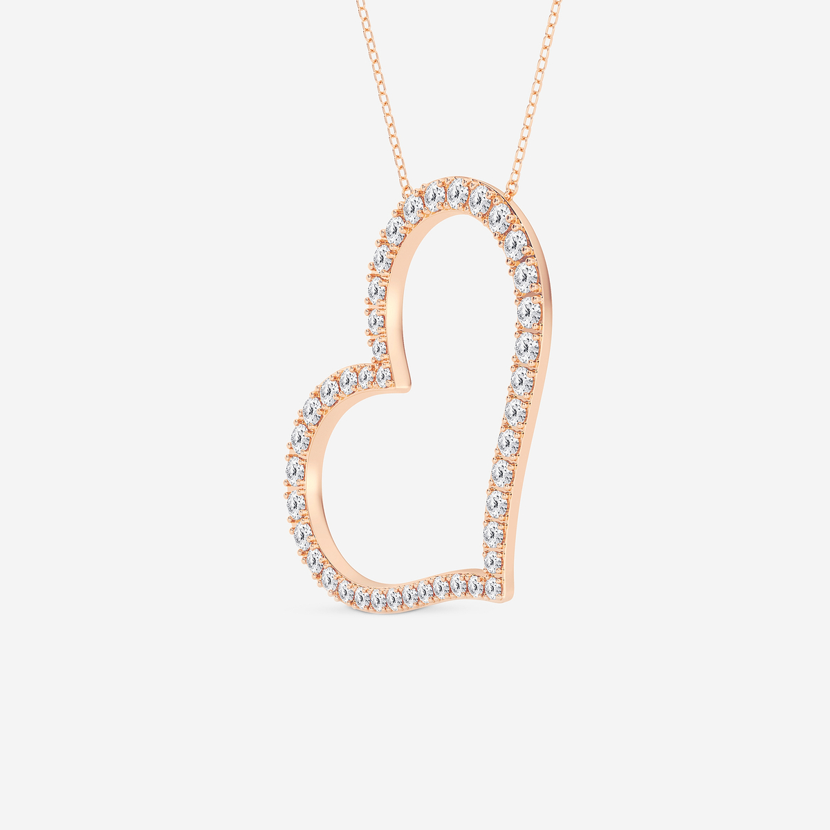 Additional Image 1 for  2 1/8 ctw Round Lab Grown Diamond 1 1/2 Inch Sideways Heart Pendant