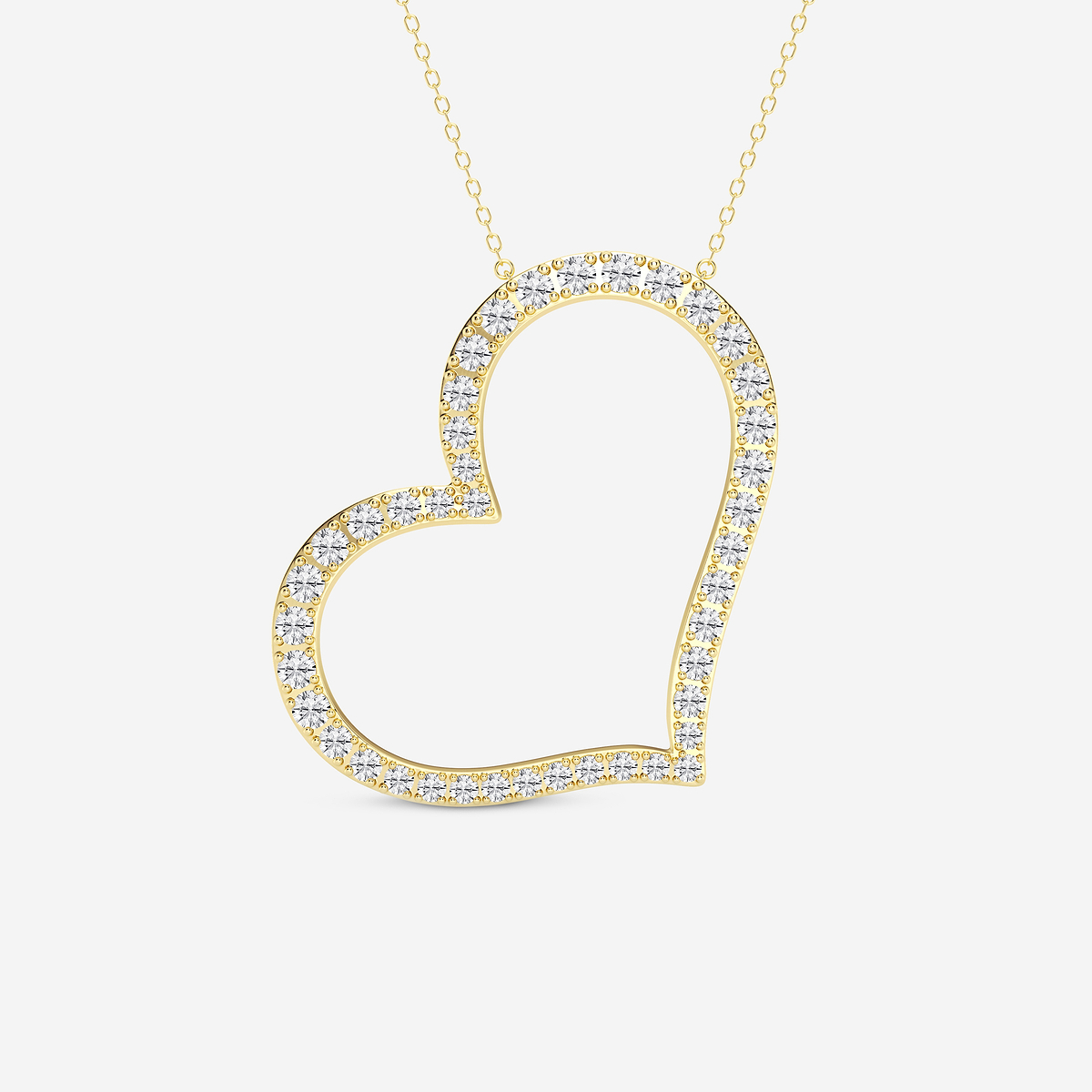 2 1/8 ctw Round Lab Grown Diamond 1 1/2 Inch Sideways Heart Pendant