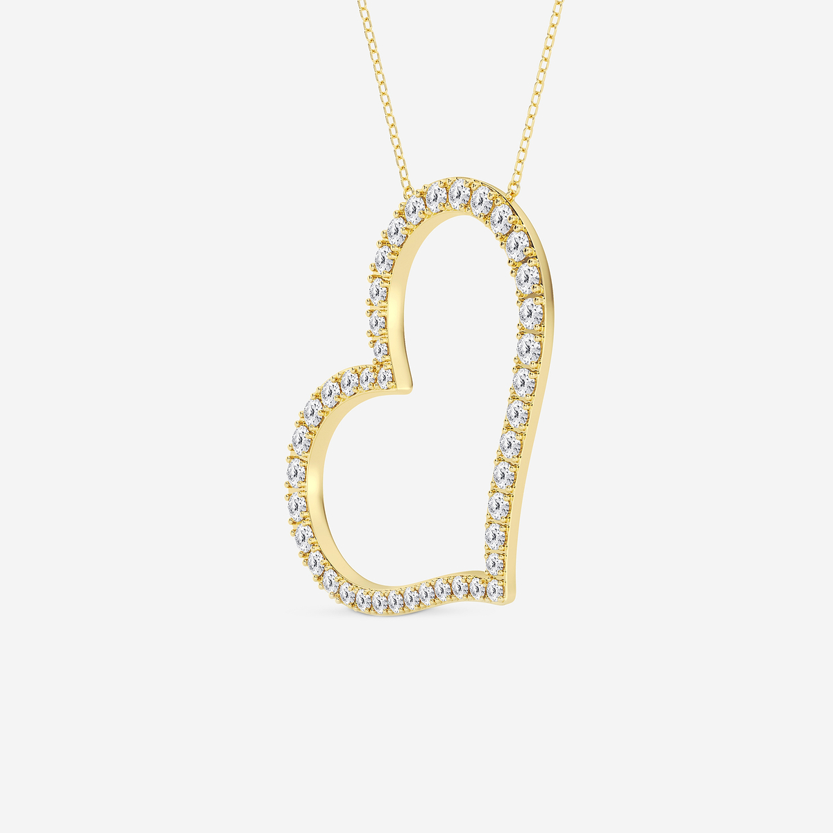 Additional Image 1 for  2 1/8 ctw Round Lab Grown Diamond 1 1/2 Inch Sideways Heart Pendant