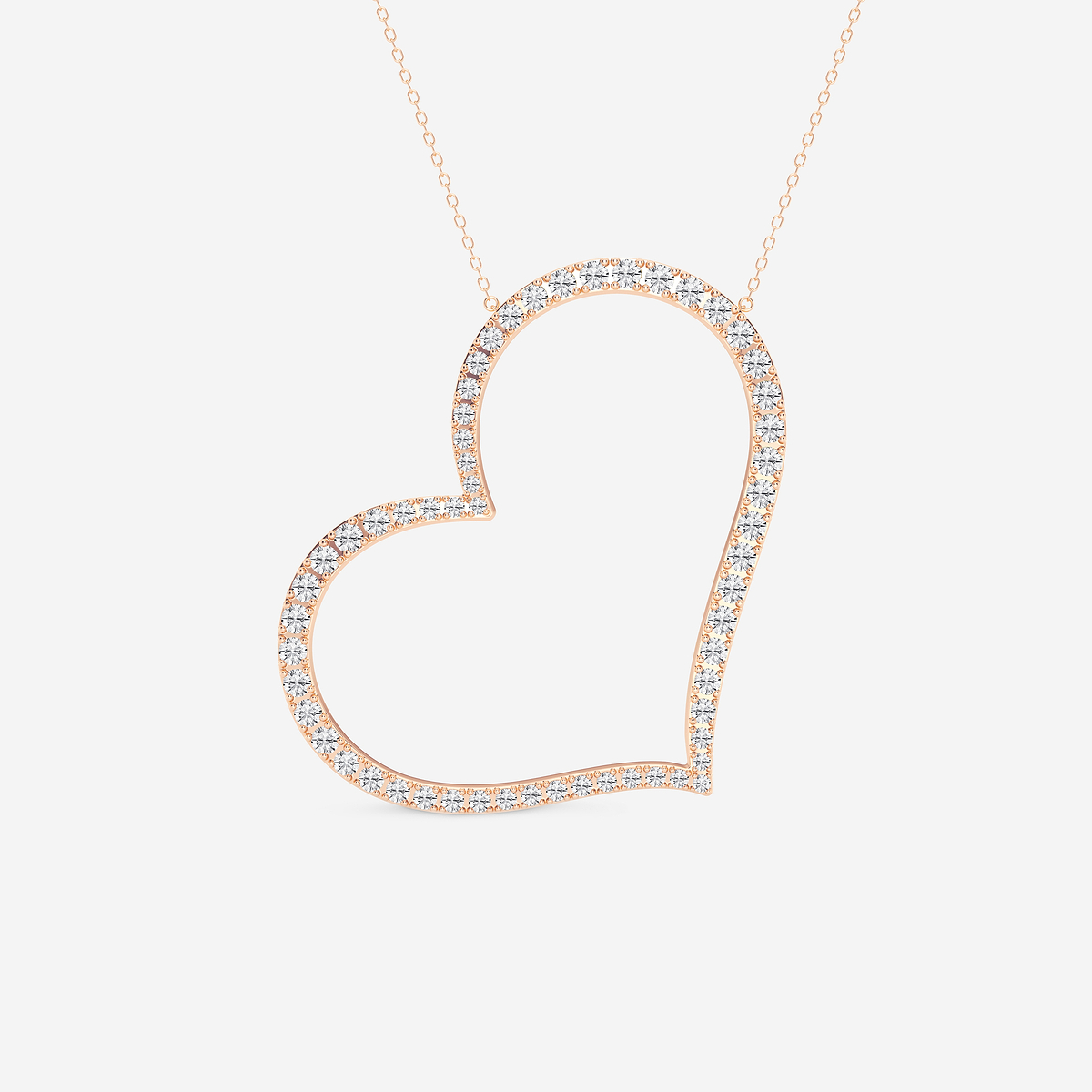 2 7/8 ctw Round Lab Grown Diamond 2 Inch Sideways Heart Pendant