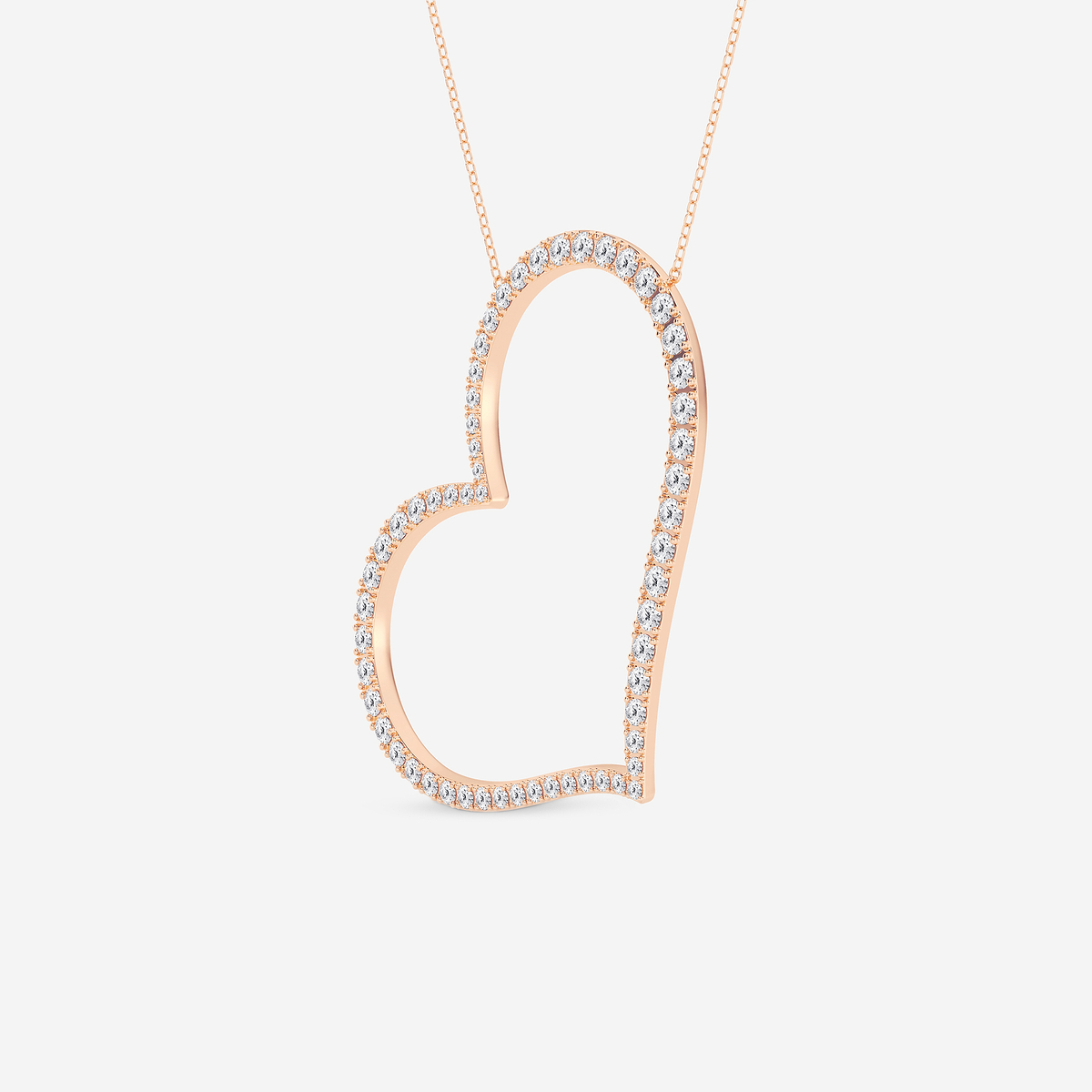 Additional Image 1 for  2 7/8 ctw Round Lab Grown Diamond 2 Inch Sideways Heart Pendant