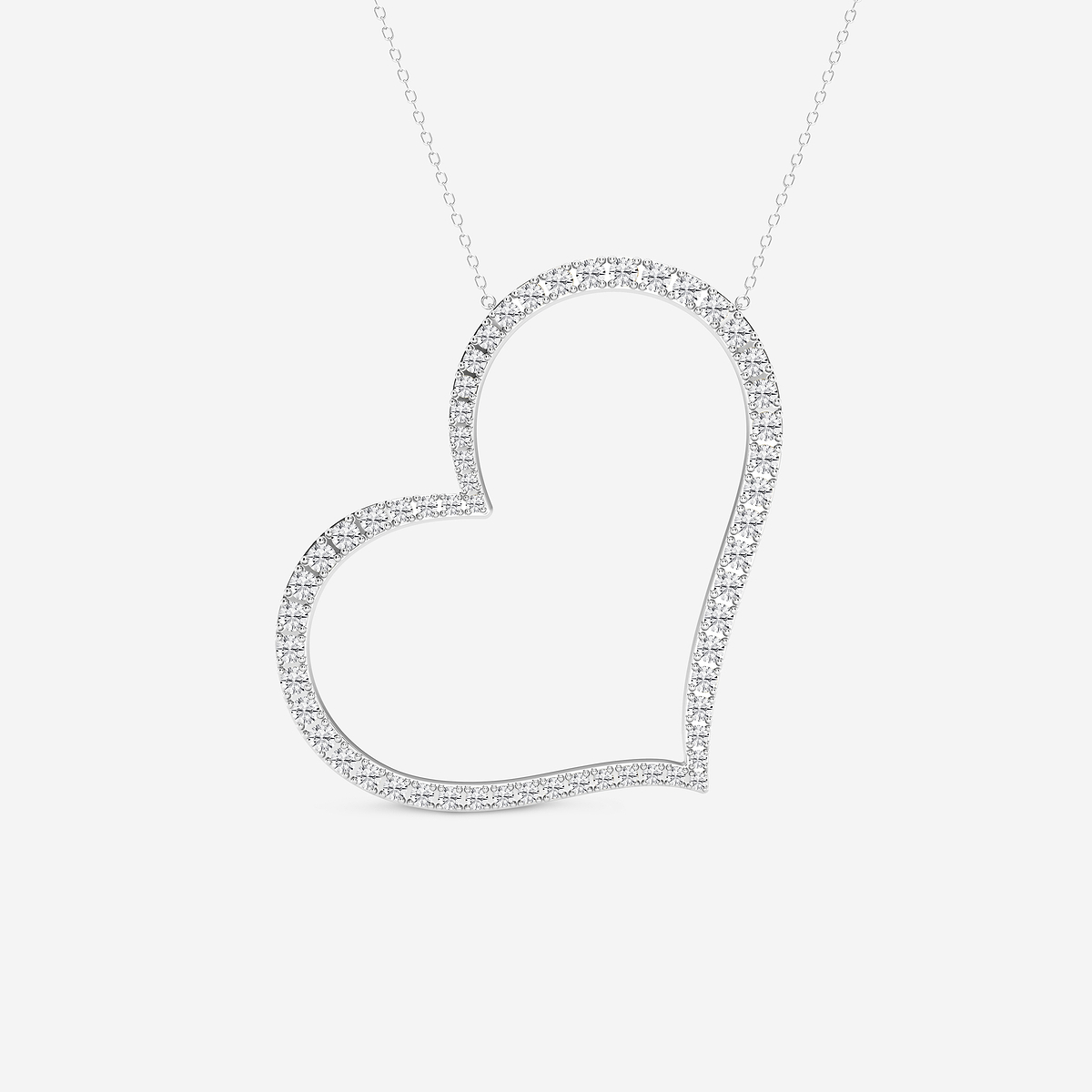 2 7/8 ctw Round Lab Grown Diamond 2 Inch Sideways Heart Pendant