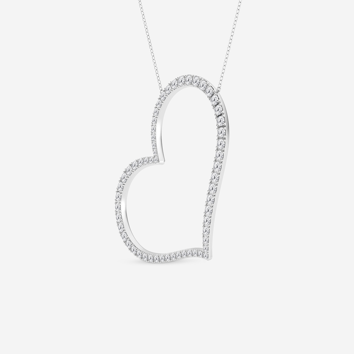 Additional Image 1 for  2 7/8 ctw Round Lab Grown Diamond 2 Inch Sideways Heart Pendant
