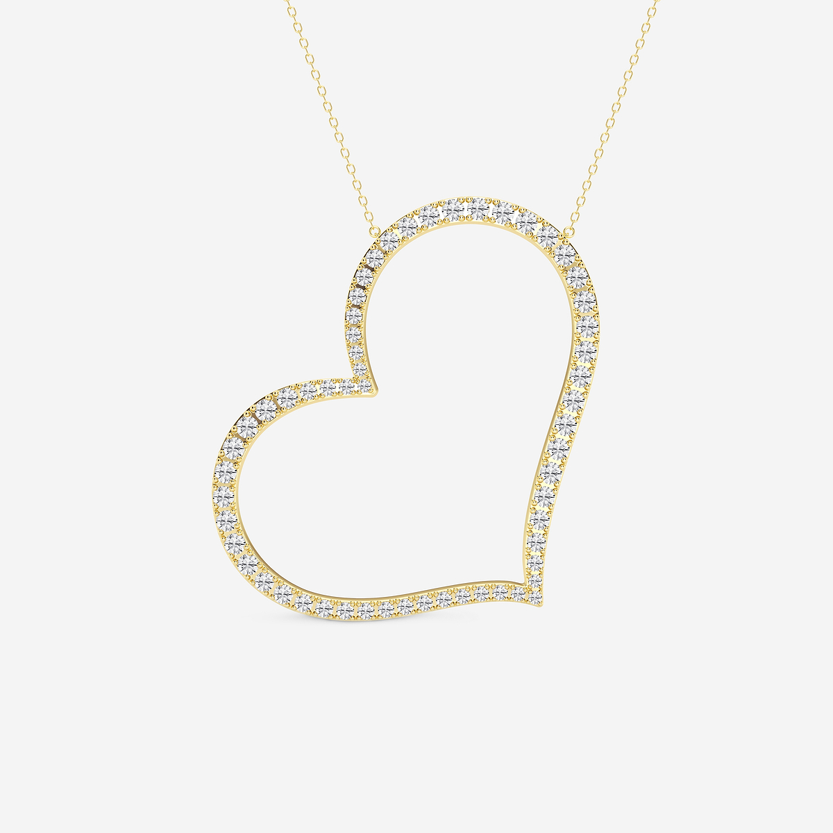 2 7/8 ctw Round Lab Grown Diamond 2 Inch Sideways Heart Pendant