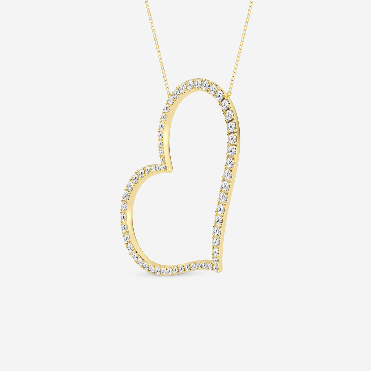 Additional Image 1 for  2 7/8 ctw Round Lab Grown Diamond 2 Inch Sideways Heart Pendant