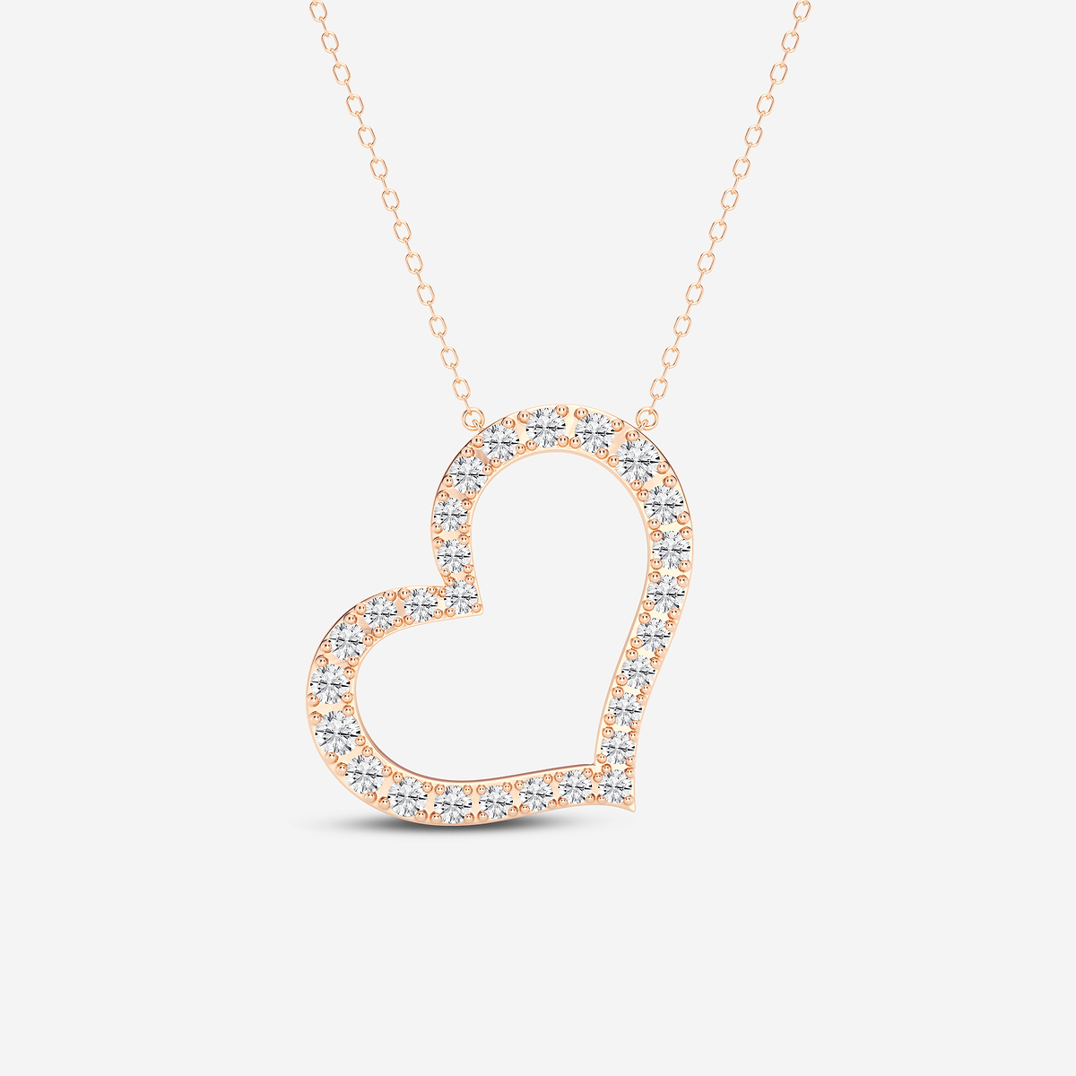 1 ctw Round Lab Grown Diamond 1 Inch Sideways Heart Pendant