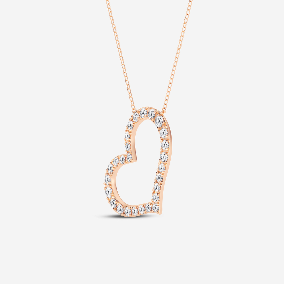 Additional Image 1 for  1 ctw Round Lab Grown Diamond 1 Inch Sideways Heart Pendant