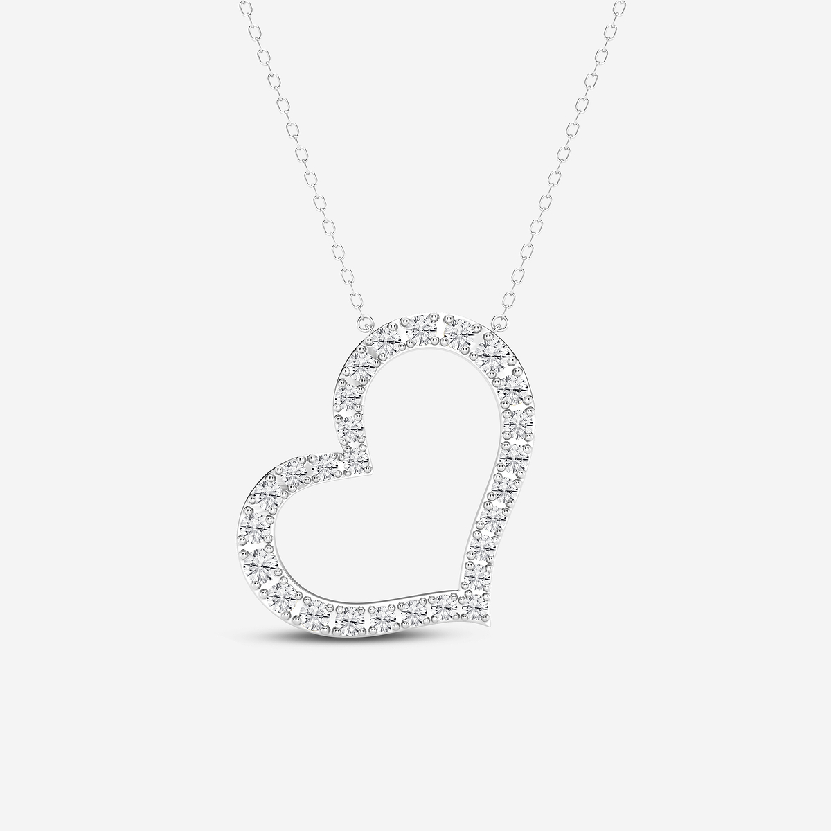 1 ctw Round Lab Grown Diamond 1 Inch Sideways Heart Pendant 14K
