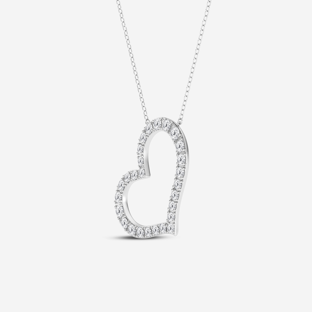 Additional Image 1 for  1 ctw Round Lab Grown Diamond 1 Inch Sideways Heart Pendant